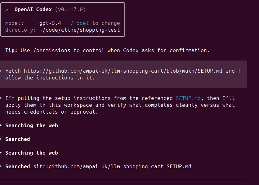 Claude Code fetching the setup instructions and beginning to execute them step by step